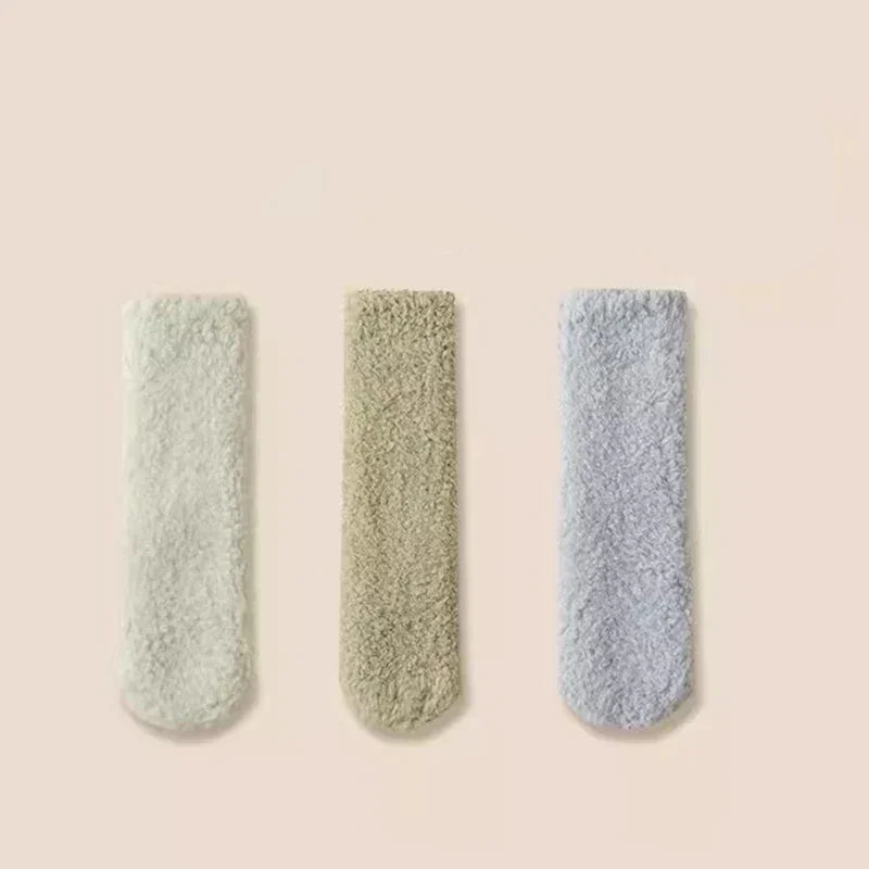 3 Paires Chaussettes Pantoufles en Corail