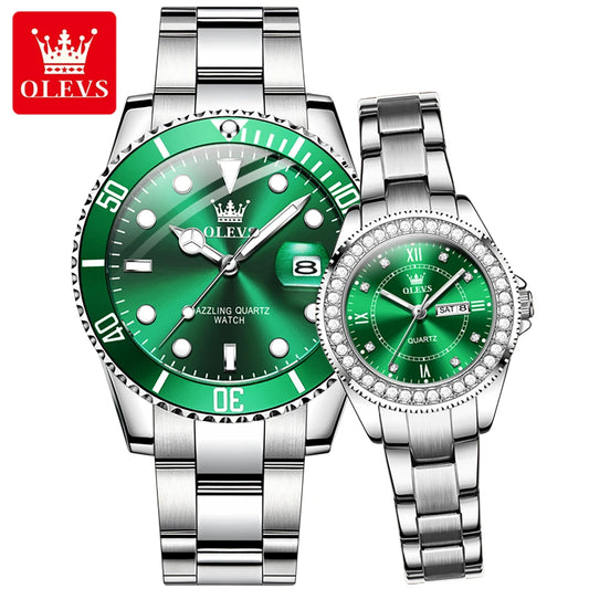 Coffret 2 Montres OLEVS Green Water Ghost