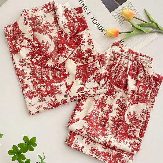 Ensemble Pyjama Satin à Imprimé Floral