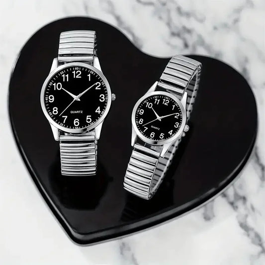 Coffret de 2 Montres à Quartz en Alliage Noir