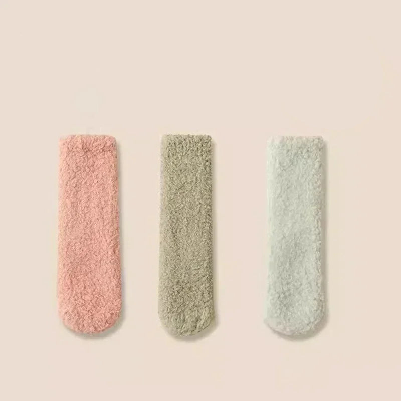 3 Paires Chaussettes Pantoufles en Corail